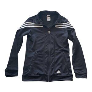Adidas Women’s Track Jacket Black 3-Stripe Full Zip Climalite NWOT